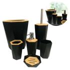 Conjunto Banheiro Lavabo Bambu 6 Peças Completo Modelo Geométrico