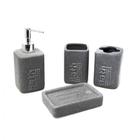 Conjunto Banheiro Lavabo Kit Higiene Porcelana Dispenser Sabonete Liquido Porta Escovas Objetos Saboneteira 4 peças