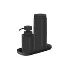 Conjunto Banheiro Lavabo Preto Plástico Dorica 3 Peças