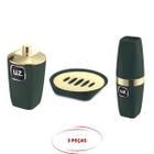 Conjunto Banheiro Lavabo Verde e Dourado 3 Peças Premium