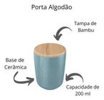 Conjunto Banheiro Osaka Cerâmica Dispenser Escova Bambu