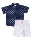 Conjunto Bata Menino + Bermuda Sarja 100% Algodão - Anjos Baby