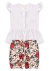 Conjunto Bata Shorts Natal Canelado Bebê - Branco - Ame Kids