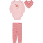 Conjunto Bebê 3 Peças Rosa Listras Cogumelo Kamylus Baby