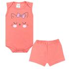 Conjunto Bebê Body Regata Cat Salmão