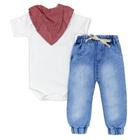 Conjunto Bebê Calça Jeans Boddy e Bandana