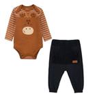 Conjunto Bebê Em Algodão Menino Body Manga Longa Girafa e Calça Saruel 31114