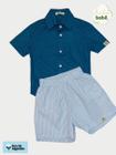 Conjunto Bebê Masculino Camisa Verde Harbour + Short Listras Verdes