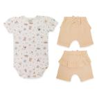 Conjunto Bebê Menina Body/Shorts Fazenda Bichinhos Mini &amp Co