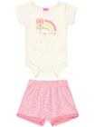 Conjunto Bebê Menina Verão. Body e Short Moletinho Neon, 2 peças - Kamylus