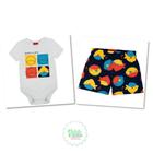 Conjunto Bebê Menino Kyly Body Cotton Bermuda Moletom Mescla White/Azul