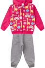 Conjunto Bebê Moletom Menina Com Capuz - Girafa - Pink