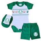 Conjunto Bebê Palmeiras Body Shorts e Boné Oficial