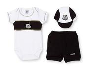 Conjunto Bebê Santos com Body e Boné Curto Oficial