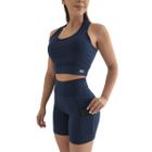 Conjunto Bermuda Feminino Celular Exercício Funcional Academia Blackout
