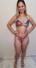 Conjunto Biquíni com bojo decote V Calcinha levanta bumbum Azul Tam M