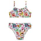 Conjunto biquini infantil branco estampado tropical