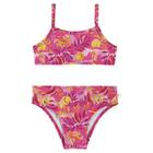 Conjunto biquini infantil rosa estampado tropical