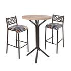 Conjunto bistro dani 2 banquetas tubo bronze com tampo bp carvalho montreal 0,65m redondo - ciplafe