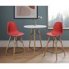 Conjunto Bistrô Eames Eiffel Mesa Branca com 2 Banquetas Vermelhas de Madeira