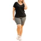 Conjunto Blusa Básica Feminina com Shorts Plus Size Suplex