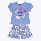 Conjunto Blusa Cropped e Shorts em Tricoline Infantil Feminino Kyly 1000237