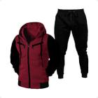 Conjunto Blusa de Frio Com Capuz e Ziper + Calça de Moletom