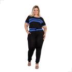 Conjunto Blusa E Calça Com Recortes Plus Size