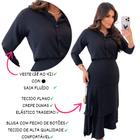 Conjunto Blusa e Saia Alfaiataria Evangélico Preto Com Botão( Tamanho unico veste 36 oa 42 )