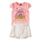 Conjunto Blusa e Short Infantil Menina Mundi rosa