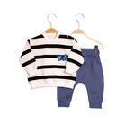 Conjunto Blusa Listras Yes e Calça Azul - Kids - Keko Baby