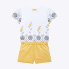 Conjunto Blusa Manga Curta Bordado Pompom e Short Infantil Menina Milon 2000541