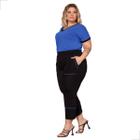 Conjunto Blusa Manga Curta E Calça Capri Plus Size Verão