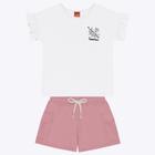 Conjunto Blusa Manga Curta e Shorts em Moletom sem Felpa Infantil Feminino Kyly 1000262