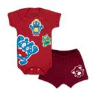 Conjunto Body Bebê Manga Curta Monstrinhos Vermelho