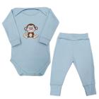 Conjunto Body Bebê Manga Longa Macaco de Óculos + Calça