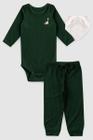 Conjunto Body Bebe Menino Canelado Dinossauro Com Babador E Calca