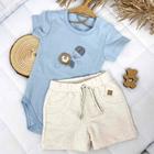 Conjunto Body curto e shorts Animais Safari Leão Balão