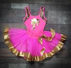 Conjunto Body e Saia de Tule Infantil Juvenil Fantasia de Festa Carnaval Halloween Barbie Rosa Pink