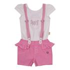 Conjunto Body E Shorts Com Suspensório Rosa 12397 TAM G - Paraíso