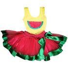 Conjunto Body Fantasia Infantil Halloween Carnaval Melancia Com Saia De Tulê