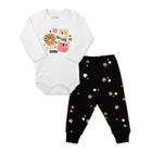 Conjunto Body Manga Longa Baby Duck Comfort Urso Star Branco