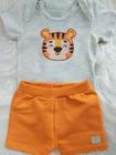 CONJUNTO BODY TIGRINHO/BERMUDA NINI & BAMBINI Laranja