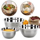 Conjunto Bowls 3 Potes Tigelas de inox Multiuso Bolo Salada