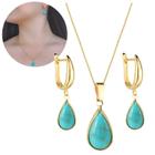 Conjunto Brinco Argola Colar Banhado Antialérgico Semijoia