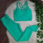 Conjunto Brocado Legging e Top trançado Academia