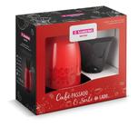 Conjunto Bule 700ml Vermelho Térmico Suporte Filtro Café