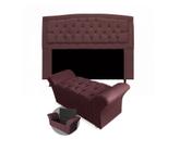 Conjunto cabeceira box casal 140cm costa rica + recamier barcelona suede bordo - VH MOVEIS