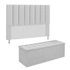 Conjunto Cabeceira E Calçadeira Cancun Para Cama Box Casal 140 cm Suede Branco - DL Decor - Doce Lar Decorações