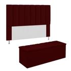 Conjunto Cabeceira E Calçadeira Cancun Para Cama Box King 195 cm Suede Vermelho Bordo - DL Decor